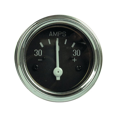 Sparex Ammeter (Part No. S.60759) displays a current level range of -30 to +30 amps, with the needle at zero, framed by a sleek chrome ring and an illuminated black face.