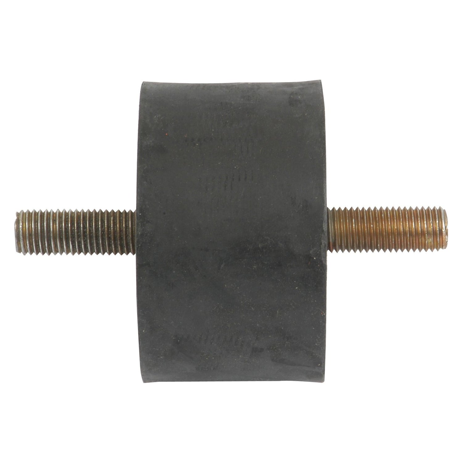 A Sparex Anti Vibration Mount - Bolt to Bolt, Ø100mm. (S.55423), featuring threaded metal studs extending from both ends, is shown against a white background.