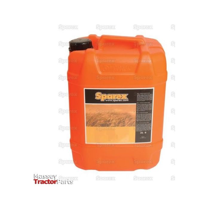 A 200L container of Sparex Antifreeze - Sparguard showcasing a label with product details and an image of a wheat field, now offering enhanced corrosion protection for increased durability.