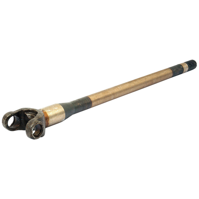 The Sparex Axle Shaft Assembly, Sparex Part No. S.7717, is a metal drive shaft with a yoke at one end, commonly used in Ford/New Holland vehicles for transmitting torque and rotation.