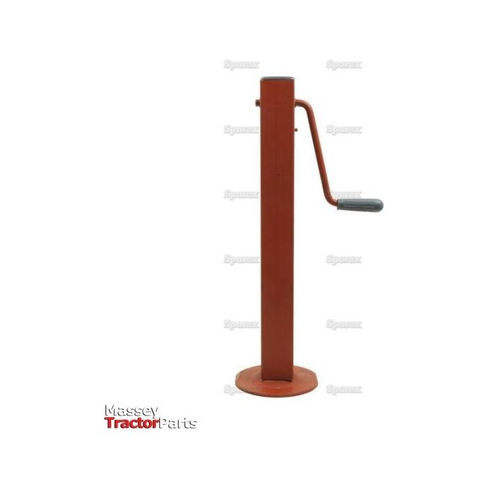 A red, durable steel, crank-operated jack stand branded with the Sparex logo stands against a white background. It is the BOX LIFTER JACK - S.23173 and features easy height adjustment while supporting a maximum static load of 800Kg.