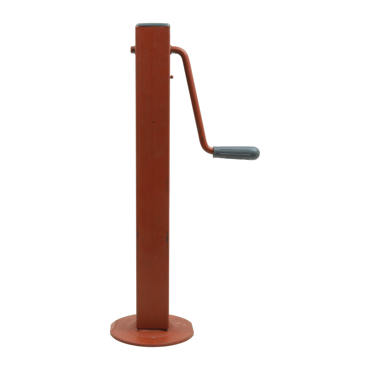 The BOX LIFTER JACK - S.23173 by Sparex is a vertical steel post featuring a curved handle on the side and mounted on a round base. This design includes height adjustment functionality and supports a maximum static load of 800Kg.