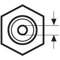 Sparex's Hydraulic Adaptor 1/8''BSP male - 1/8''BSP male (Part No. S.35035) resembles a hexagonal nut with concentric circles in the center and two arrows pointing to the right.