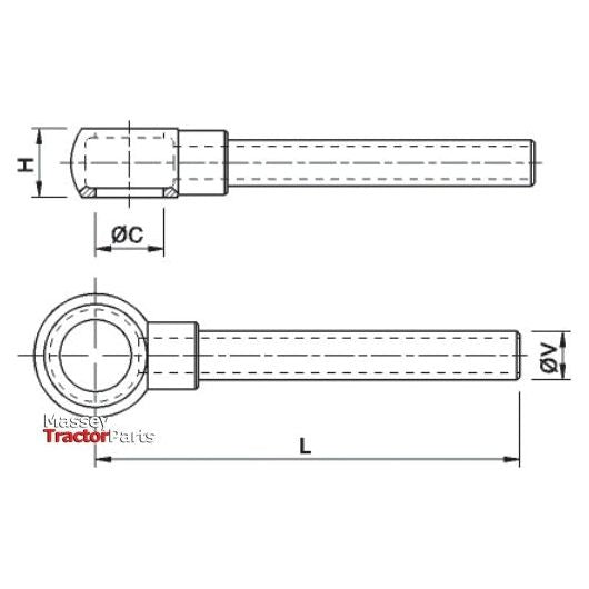 Technical drawing of a Banjo Pipe - S.32972 by Sparex, featuring its cylindrical rod design with detailed length, diameter, and cross-sectional measurements, along with manufacturing information.