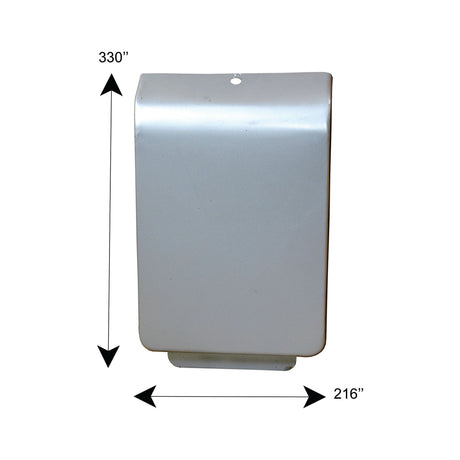 A rectangular metallic box resembling the Battery Cover Panel from Sparex, with measurements of 330 inches in height and 216 inches in width, indicated by arrows. (Sparex Part No. S.42506)