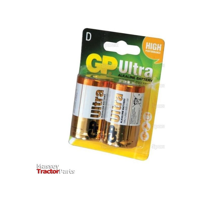 A blister pack from Sparex, containing two high-performance MN1300/LR20/D/AM1 batteries (Sparex Part No. S.71209), features yellow and orange packaging with a clear plastic cover encasing the LR20 batteries.