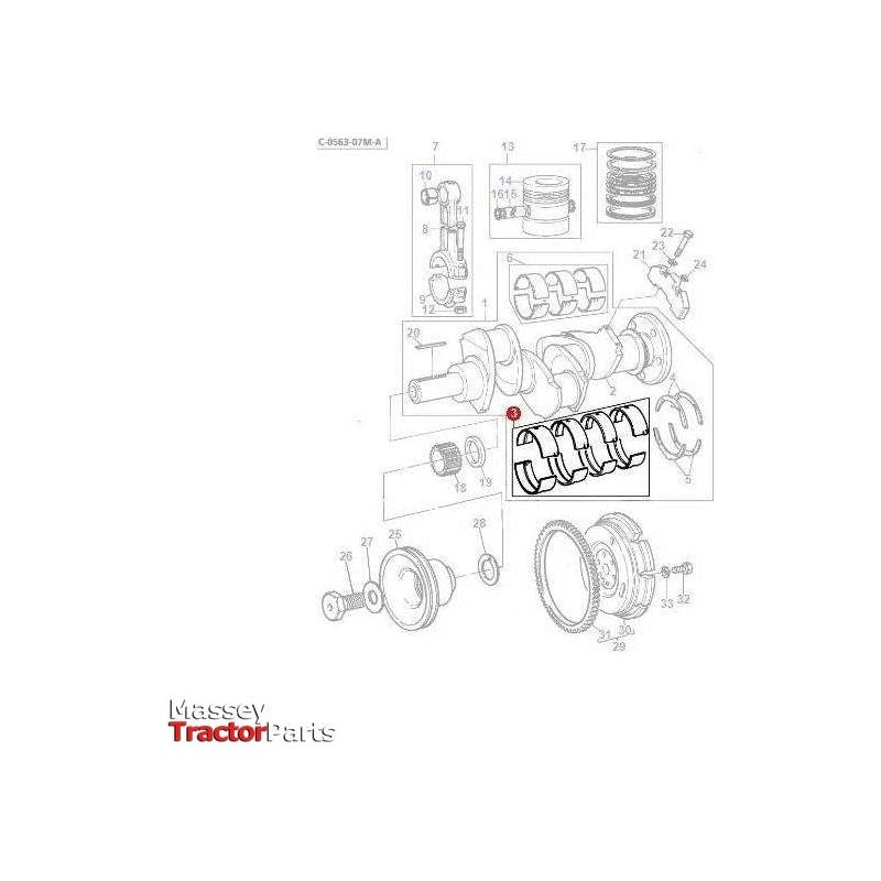 Massey Ferguson Bearing Kit Main - 746156M91 | OEM | Massey Ferguson parts | Crankshafts & Pulleys-Massey Ferguson-Block Components,Engine & Filters,Engine Bearings,Engine Parts,Farming Parts,Main Bearings,Tractor Parts