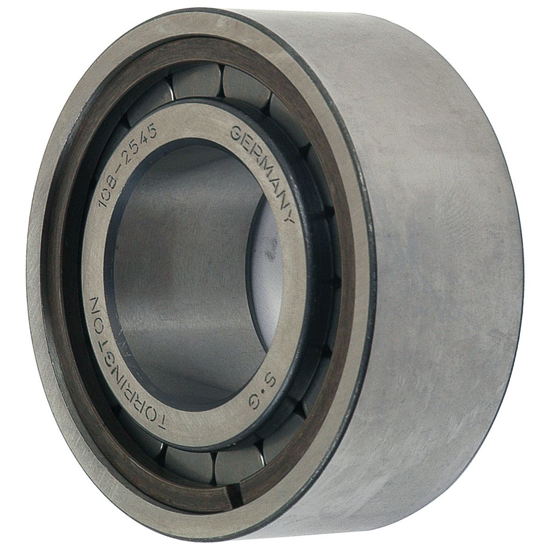 Close-up of a Sparex angular contact bearing (5206H) with inscriptions "SPAREX" and numerical markings on the outer ring, similar to a Massey Ferguson bearing.