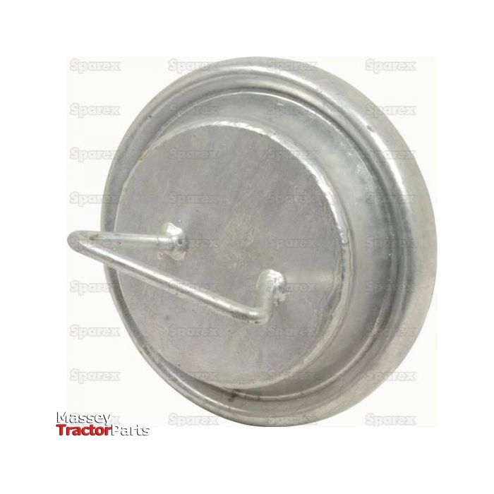 A round metal blanking plug, sized at 4 inches (108mm), featuring a protruding handle and a galvanised finish for durability, branded as "Sparex" under the product code S.59418.