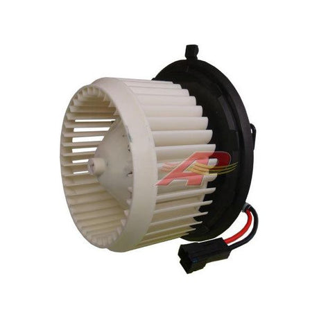 A Blower Motor With Wheel, featuring a white fan blade and attached black and red wires, suitable for Massey Ferguson tractors, is available through Sparex with Part No. S.118203.