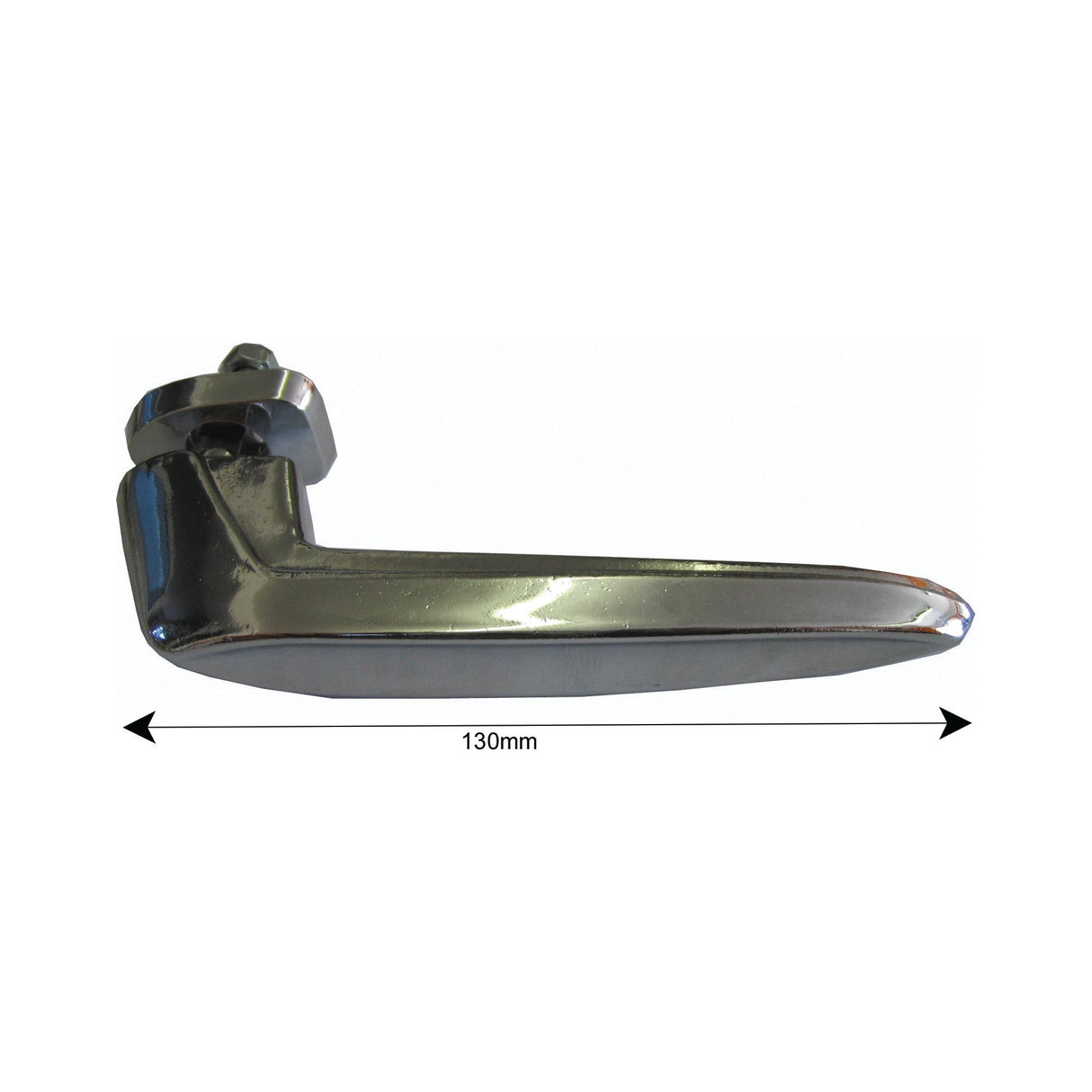 Introducing the Sparex Bonnet Handle, model S.67106, a chrome car door handle with a rectangular shape, measuring 130mm in length – an ideal fit for Ford New Holland vehicles.
