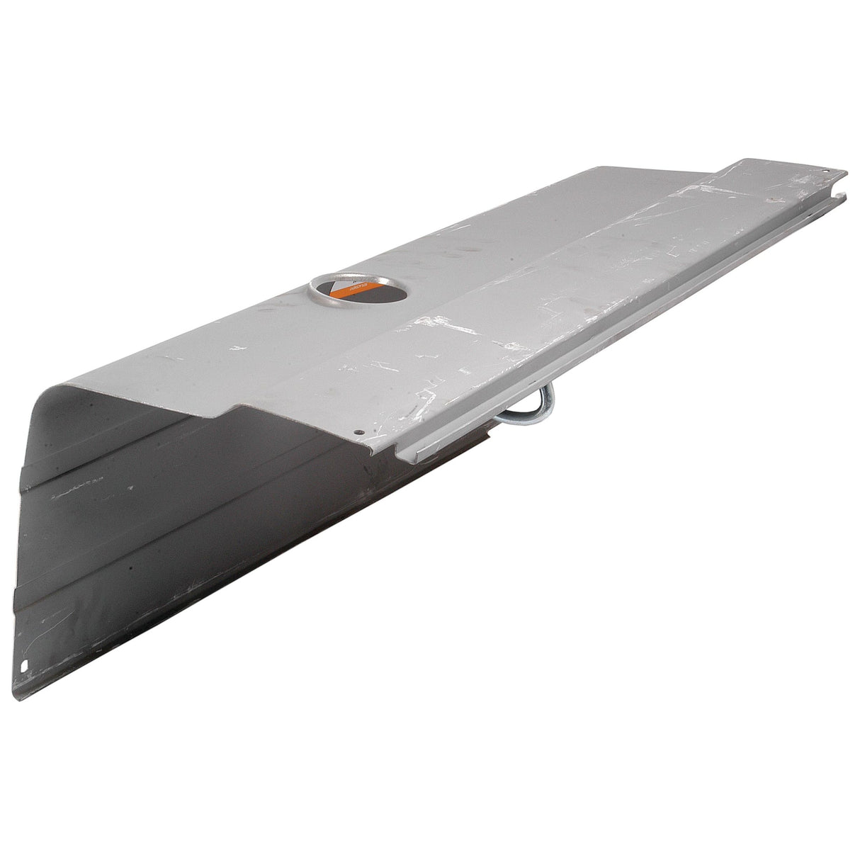 A Sparex gray metal Bonnet - LH (Sparex Part No.S.60428) for Ford / New Holland tractors, featuring a sturdy straight-edged design and robust mounting hardware underneath.