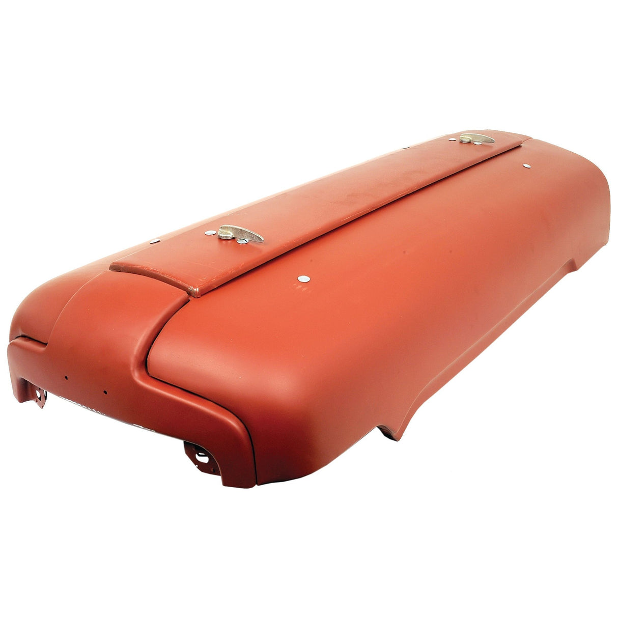 Rust-colored Bonnet (Sparex Part No.S.43704) with metal latches, styled to evoke the classic charm of a Massey Ferguson. Ideal for enthusiasts of vintage tractor parts, it complements any retro-themed car perfectly. Made by Sparex, this bonnet is perfect for those seeking to add a touch of nostalgia to their vehicle.