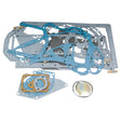 A variety of automotive gaskets and seals in different shapes, sizes, and materials are laid out on a white background, including durable options like the Bottom Gasket Set - 4 Cyl. (Sparex Part No. S.57690) from the brand Sparex.