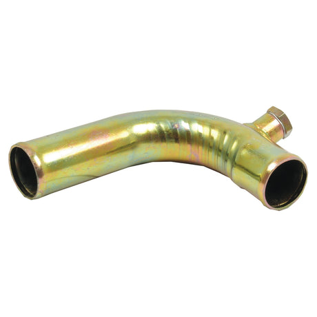 A metal pipe elbow connector with a slight bend and threaded attachment point, used for fluid or gas transfer, often found in Allis Chalmers setups, is also known as the Bottom Hose with Inner Ø of Hose Smaller EndInner Ø of Hose Bigger End from Sparex (Sparex Part No. S.59001).