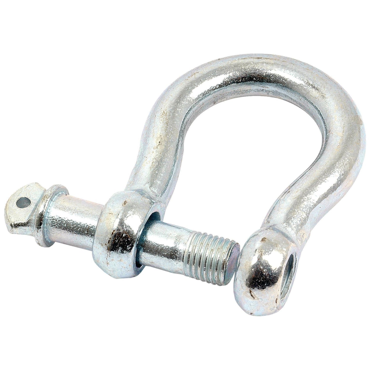 Introducing the Sparex Bow Shackle, S.4875. This galvanized, mild steel D-shackle features a threaded pin and is ideal for connecting lifting chains or ropes. The pin diameter is 25.4mm. Contact us for further details.
