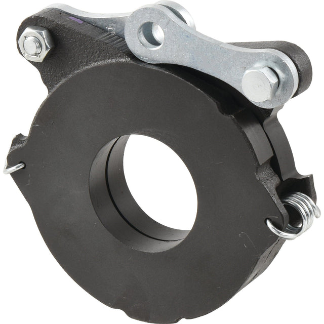 Close-up of a Sparex Brake Actuator, Sparex Part No. S.66150, featuring a circular hole in the center and attached metal components, showcasing detailed craftsmanship, possibly part of a Ford New Holland industrial or automotive assembly.