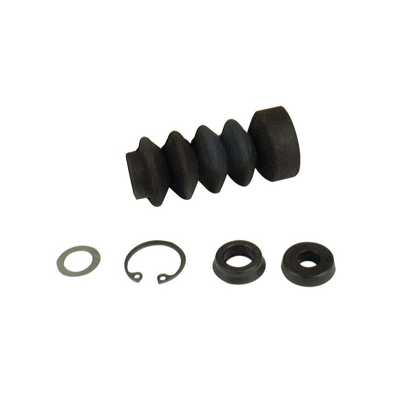 Displayed below, you'll find the black rubber bellows featuring four separate ring components, perfect for inclusion in a Massey Ferguson Brake Cylinder Repair Kit. This item is part of the Sparex brand and can be identified by Part No. S.73197.