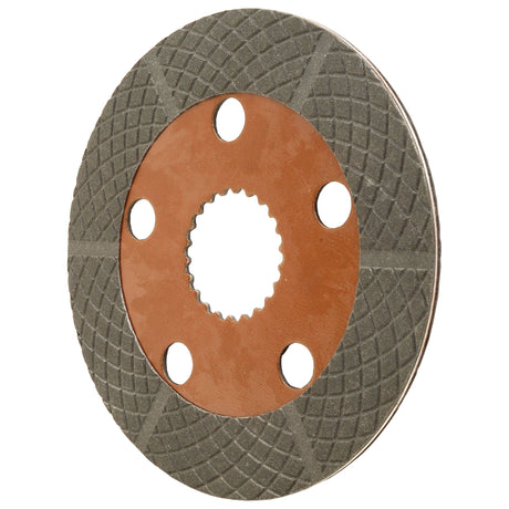 The Brake Friction Disc by Sparex (OD 165mm - S.62206) is a circular metal disc with a textured surface, five holes near the center, and a brown inner ring featuring Splines 22 along its gear-like central hole.