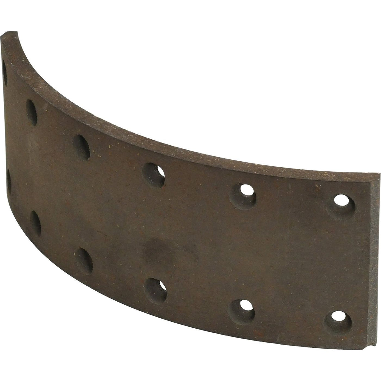 The Brake Shoe Lining | Sparex Part No. S.37322 is a curved metal brake shoe lining with 12 holes for attachment, ideal for Deutz-Fahr models. This dependable product is brought to you by Sparex.