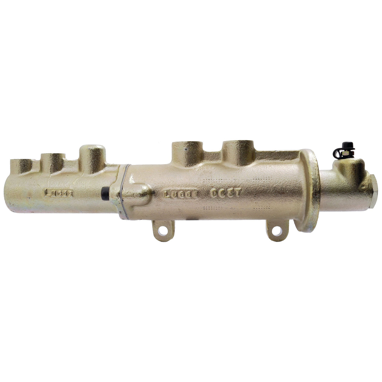 A metallic Brake Master Booster Cylinder with multiple cylindrical attachments and mounting points, designed specifically for Fiat vehicles; Sparex Part No. S.73038 by Sparex.
