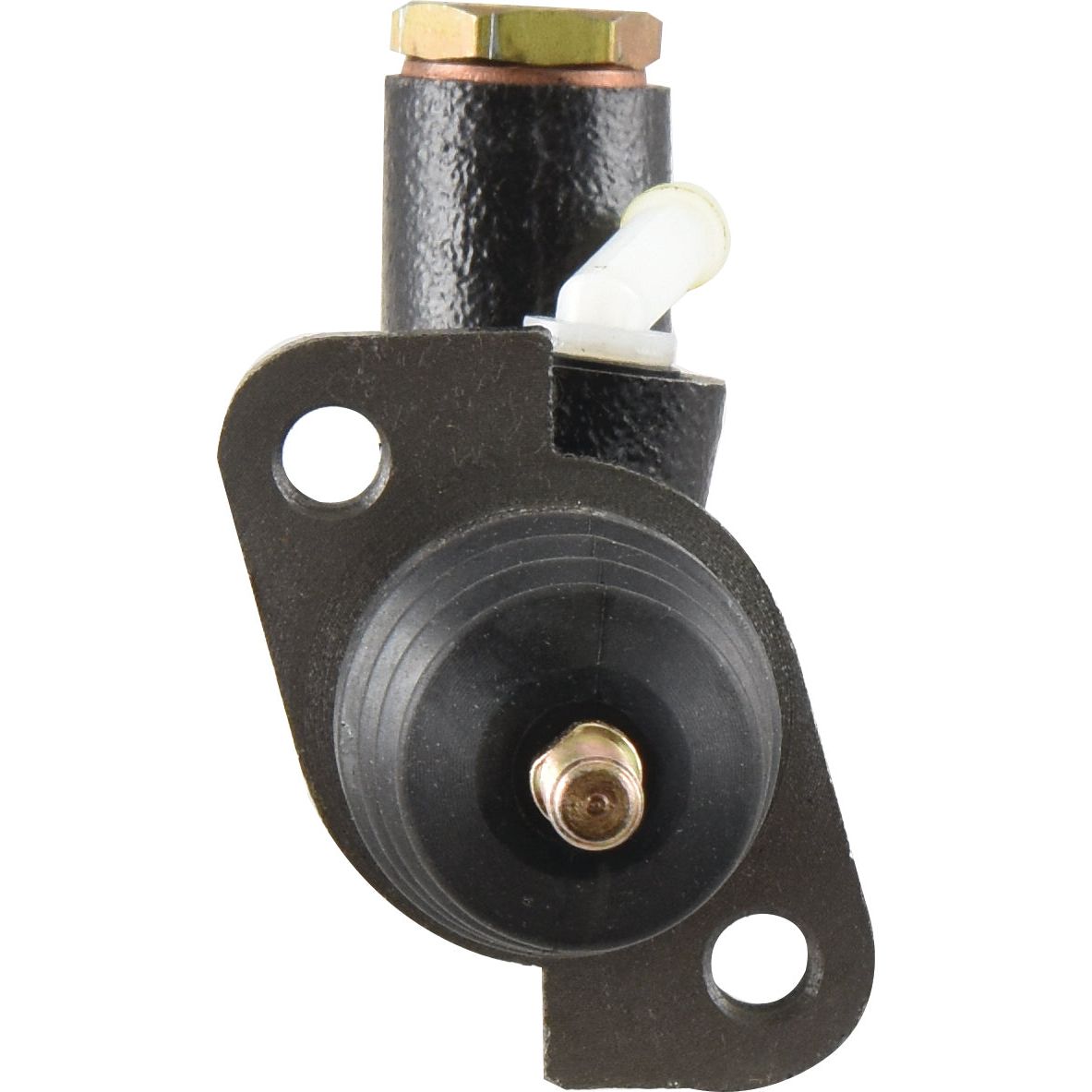 Close-up of a black Brake Master Cylinder (Sparex Part No.S.37645) with a mounting bracket and electrical connectors, ideal for integration with Fendt FARMER machinery.