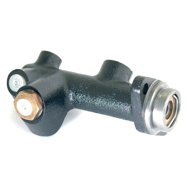 The Brake Master Cylinder (Sparex Part No. S.37646) is a cylindrical mechanical component with multiple ports and a metal nut, used in hydraulic or brake systems such as those in Deutz-Fahr equipment. This Sparex product is primarily black with metallic accents.