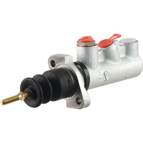 Close-up of a Brake Master Cylinder showing Sparex part no. S.37652 with a silver metallic body, black rubber boot, and visible mounting holes, specifically designed for use in automotive brake systems such as those found in Massey Ferguson 240S tractors.