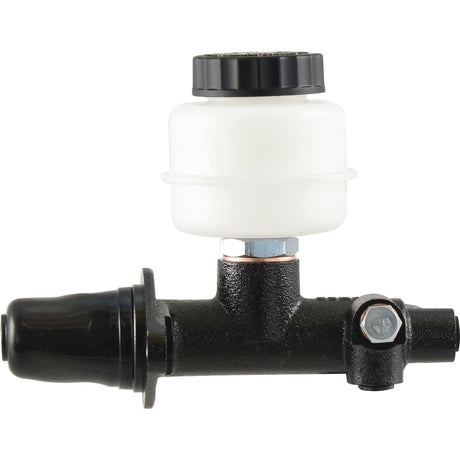 Image of the Sparex Brake Master Cylinder with an attached white plastic reservoir and a black cap on top, suitable for International Harvester or Case IH equipment. (Sparex Part No.S.38219)