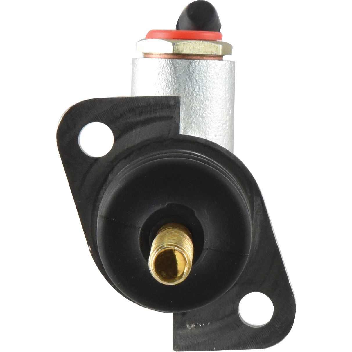 Close-up of the Sparex Brake Master Cylinder, featuring a cylindrical body with a black plastic base, two mounting holes, and a brass fitting at the center; this part is identified by Sparex Part No. S.38229.