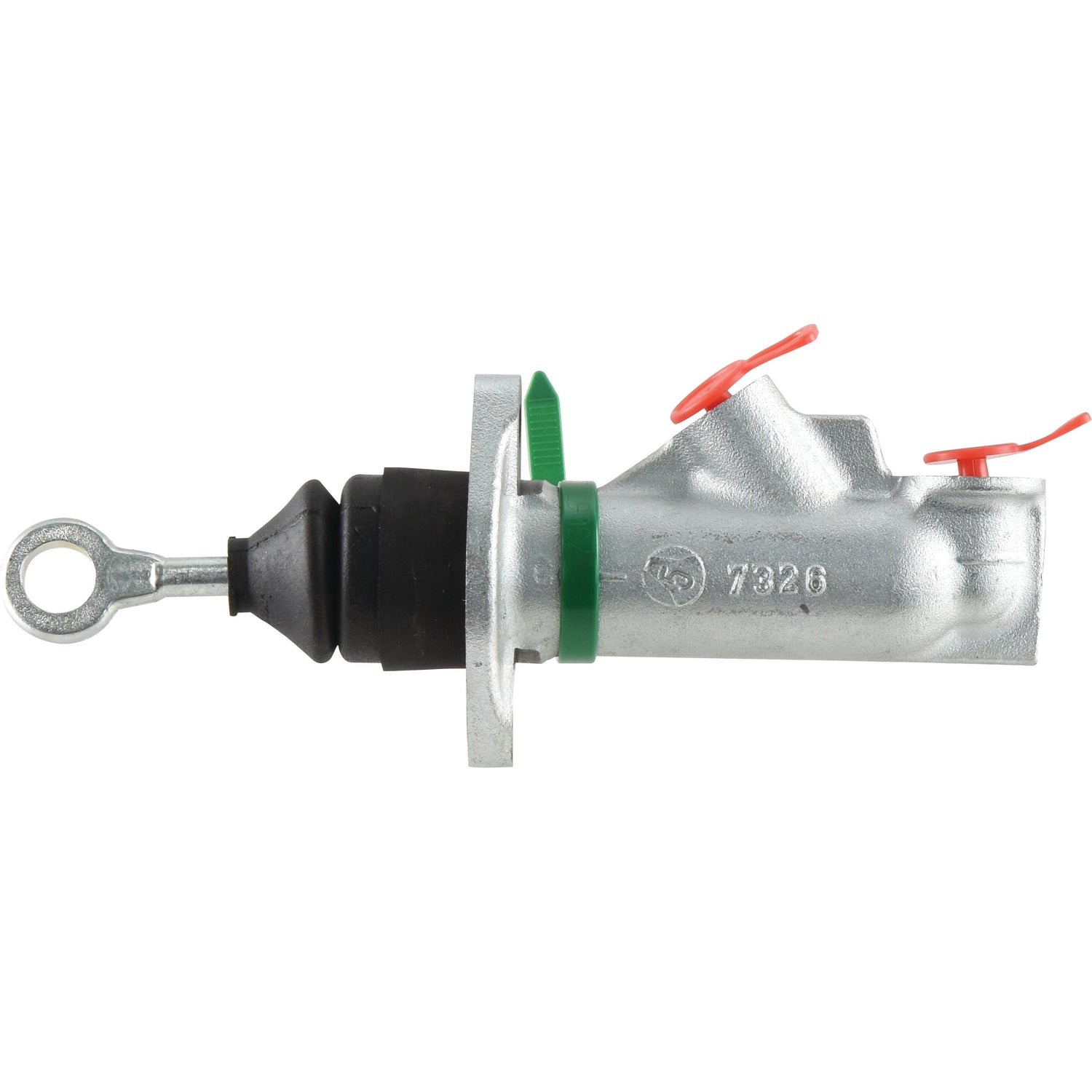A hydraulic clutch slave cylinder featuring a silver metallic body, black rubber boot, mounting flange, and threaded rod for attachment. Markings and colored tags are visible on the cylinder's surface. Engineered to pair seamlessly with the Sparex Brake Master Cylinder (Sparex Part No.S.73176) for optimal performance.