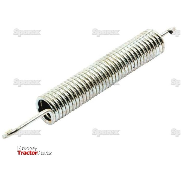 A coiled metal tension spring with hooks on both ends, branded with Sparex logos in the background, this Brake Pedal Return Spring (Sparex Part No. S.60410) is compatible with Ford New Holland models.