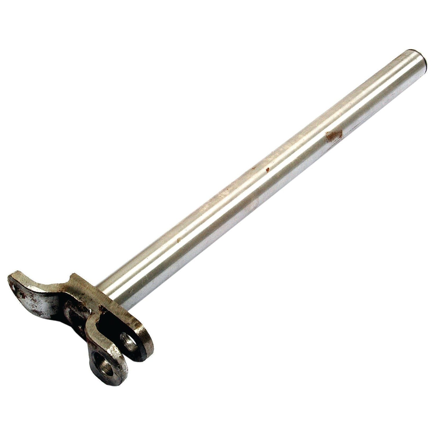 A Brake Pedal Support Shaft, Sparex Part No. S.62569, designed with a forked end featuring a pivot point for tractor compatibility and brake pedal support.