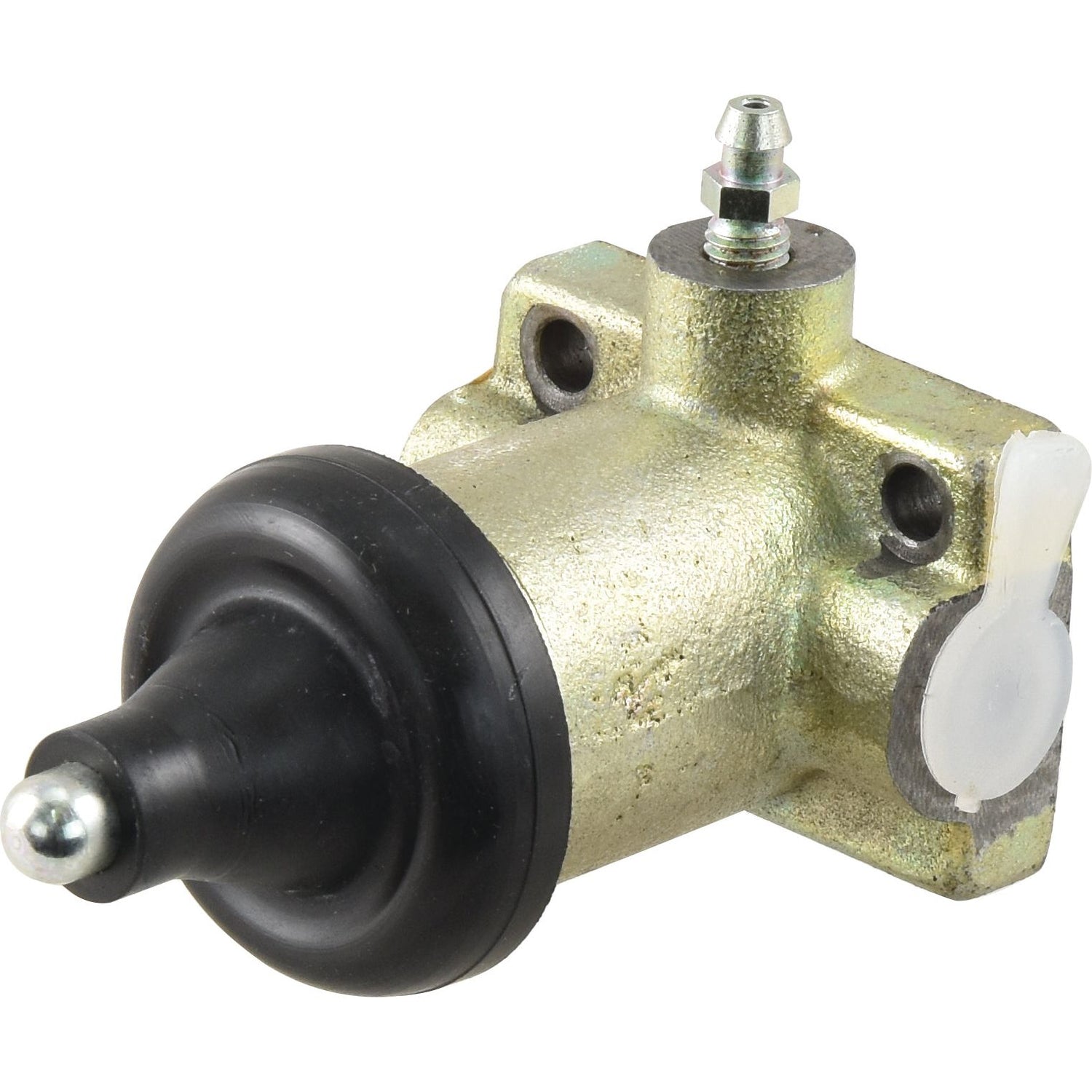 A sturdy Sparex Brake Slave Cylinder (RH & LH), Sparex Part No. S.42268, designed for compatibility with Massey Ferguson and Landini, features a black rubber boot and two mounting holes for secure installation.