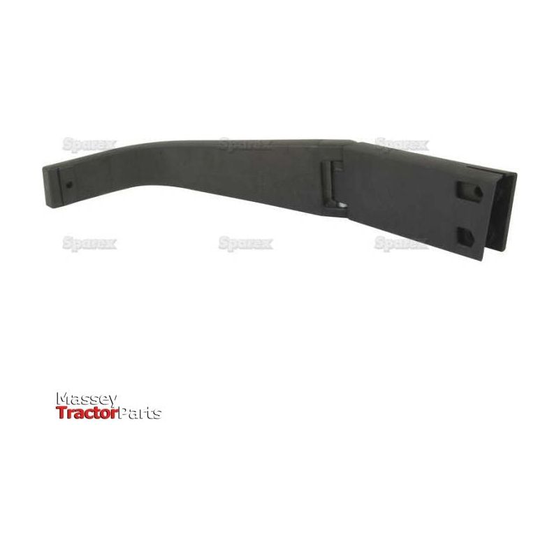 A black, curved metal component with rectangular cutouts, featuring the words "Massey Tractor Parts" and "Sparex" as watermarks. This part, known as the Mirror Arm, 600mm, LH - S.67987 from Sparex, incorporates an Arm Ø Spring Loaded mechanism to ensure optimal functionality.