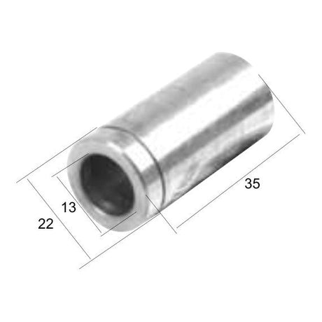 A cylindrical metal sleeve, OE Reference 13 mm inner diameter, 20 mm outer diameter, and 42 mm length - Product Name: Bush ID: 13mm, OD: 20mm, Length: 42mm by Sparex (Replacement for McConnel To fit as: 7114159 | Sparex Part No.S.59794).