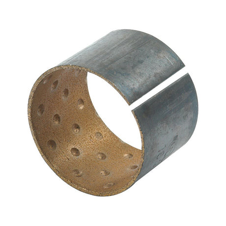 Introducing the Bush | Sparex Part No. S.40740 from Sparex – a cylindrical metal bushing featuring a slit down its side and perforations on its inner surface, specifically designed for use in Massey Ferguson brake and clutch fork shaft applications.