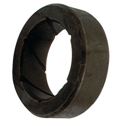 A Sparex Bush (Part No. S.7740) made of black rubber, featuring a circular shape and a hollow center, compatible with New Holland machinery.