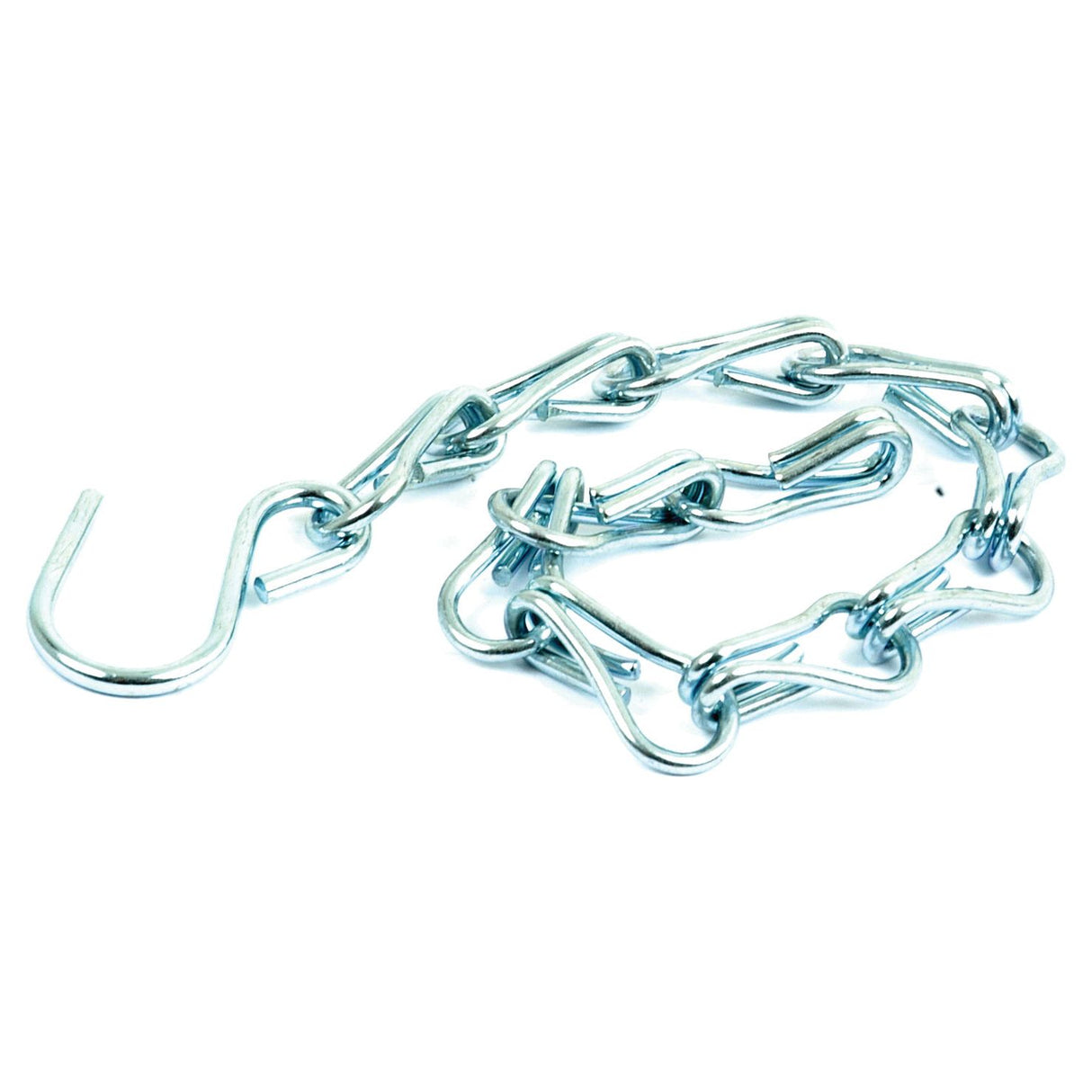 A coiled metal chain with triangular links and an open hook at one end, against a white background. Ideal for various applications, the Sparex CHAIN | Part No.S.3230 meets high product specifications.