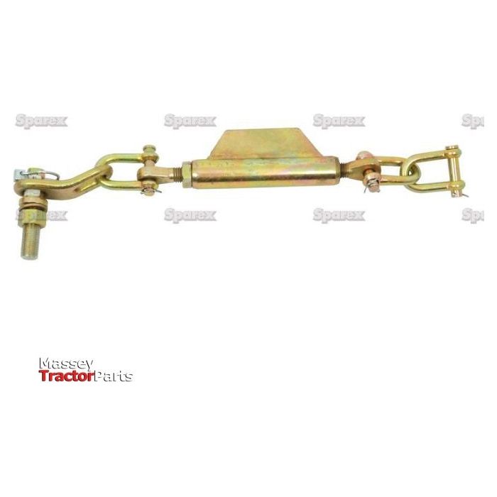 A gold-colored Stabiliser Chain - D-Shackle with an Ø13mm Thread (Ø19mm) and a minimum length of 495mm, featuring a 3/4 Thread UNC, labeled "Sparex" and "Massey Tractor Parts" (Part No. S.3283).