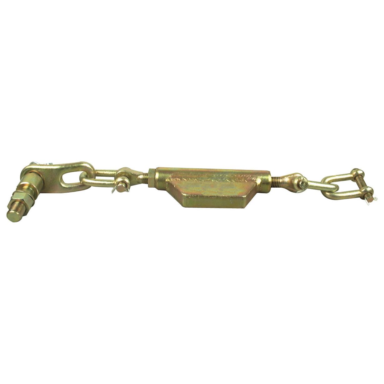 The Stabiliser Chain - D-Shackle Ø13mm - Thread Ø19mm (Sparex Part No.S.3284), with a minimum length of 495mm and a 3/4 UNC thread, can be used for adjusting tension on cables or ropes.