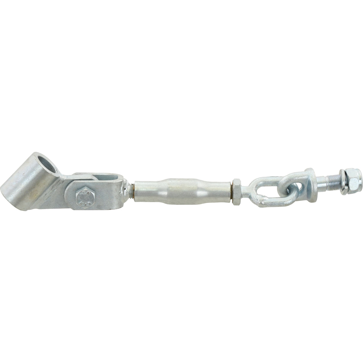 The Stabiliser Chain by Sparex (Part No. S.70633), featuring a pin diameter of 16mm, hole diameter of 23mm, and a minimum length of 235mm with an M16x2 metric thread size, is perfect for tensioning and adjusting the length of cables or ropes.