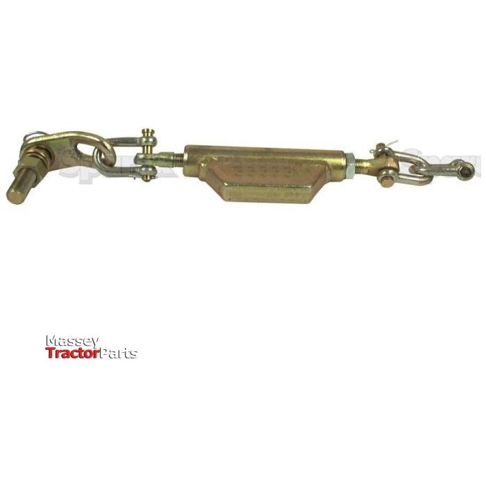 A Stabiliser Chain for a tractor, featuring a pin with a 16mm diameter and a thread with a 19mm diameter, adjustable to a minimum length of 495mm with a 3/4 UNC thread. The image is labeled "Massey Tractor Parts" and includes Sparex End Fittings compatible with Fiat 550 models. This product is marketed under the brand name Sparex and identified by Part No. S.3290.