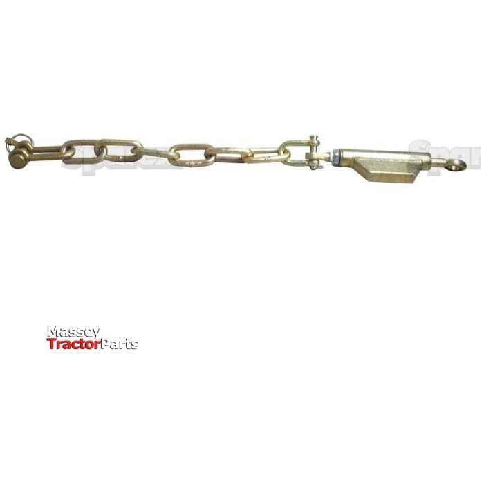 A Sparex Stabiliser Chain - D-Shackle Ø13mm - Eyebolt Ø19mm, Min. Length: 820mm (Part No. S.5385), used for adjusting tension in mechanical or structural systems.