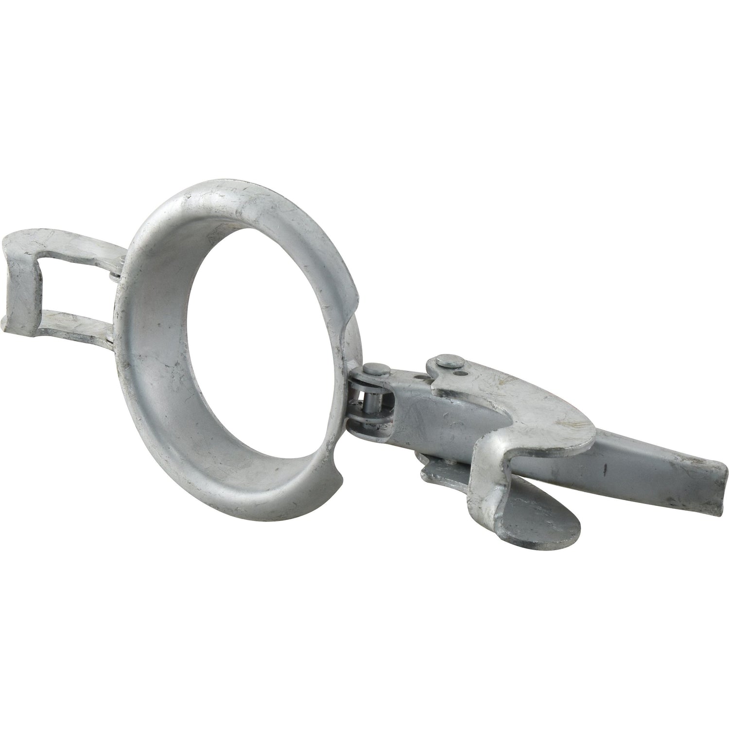 The Clamp Ring - 4'' (108mm) (Galvanised) - S.59409 by Sparex features a metallic snap hook equipped with a circular ring, a latch mechanism, and a secure locking pin.