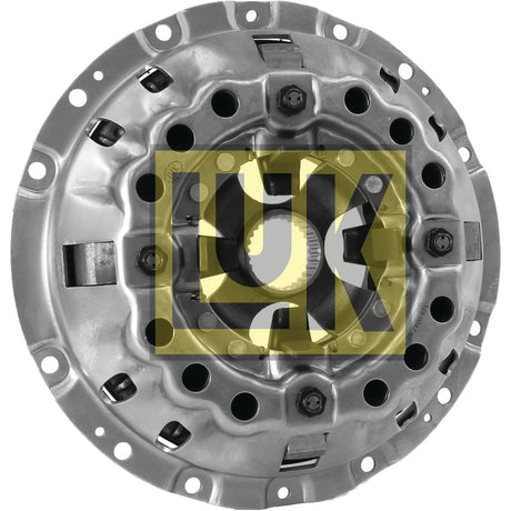 Image of a pressed steel clutch cover assembly labeled as S.145207 by Sparex, featuring a yellow and black LK logo in the center.