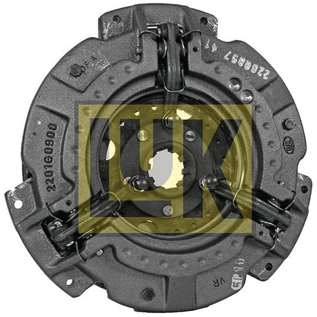 Image of a Clutch Cover Assembly - S.145356 by Sparex, featuring the manufacturer logo prominently overlaid in yellow. The image showcases the detailed parts and identification numbers, including a robust cast iron housing and an organic captive disc for enhanced performance.