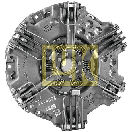 The Clutch Cover Assembly - S.145382 by Sparex, seen from the front, features a robust cast iron housing and includes mechanical components with springs and metal parts.