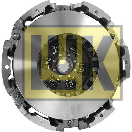 Image of a clutch cover assembly with the logo "Sparex" overlayed in yellow. The Clutch Cover Assembly - S.145393 features a metallic disc with a central hub surrounded by springs and other mechanical components.
