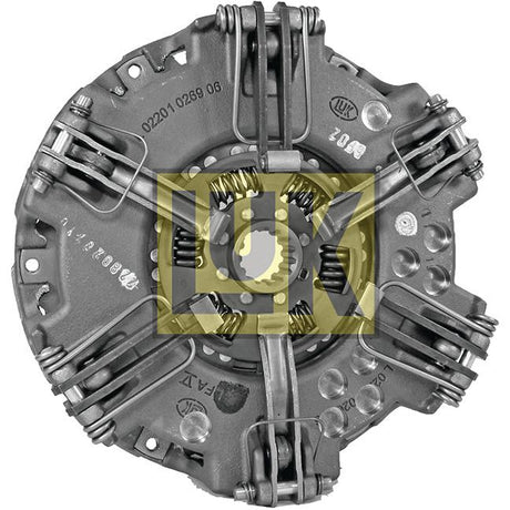 Close-up of a metal mechanical component with springs and bolts, featuring the Sparex logo prominently in the center. The intricate design includes a Cast Iron Housing that adds to its durability, part of the Clutch Cover Assembly - S.145406.